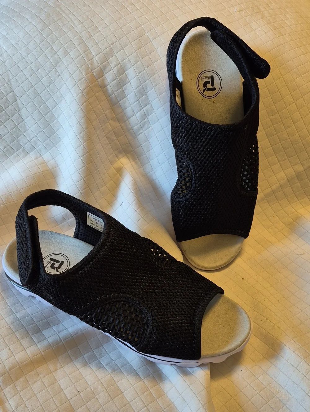 Propet Women's 10 Black Mesh Open Toe Shoe - New